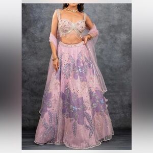 BABY PINK NET LEHENGA CHOLI